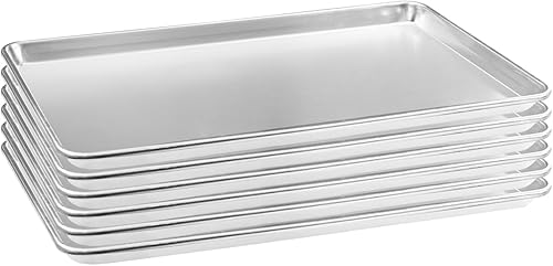 Miniatura 8 de HARDURA - Bandeja de aluminio para hornear de 18 pulgadas de largo x 26 pulgadas de ancho x 1 pulgadas de alto, 6 paquetes, para horno en panadería