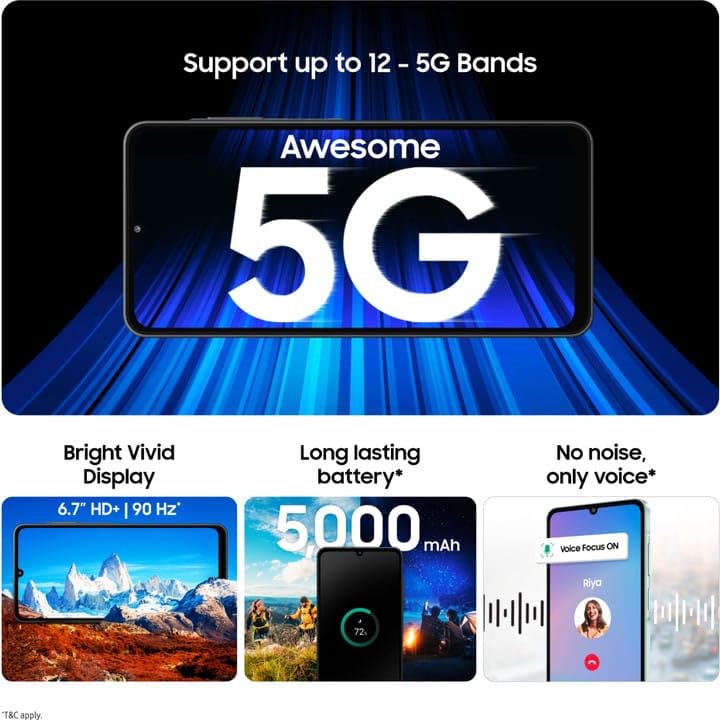 Image of Samsung Galaxy A06 5G Light Gray 4GB RAM 64GB ROM with 6.7 inch HD Plus 90Hz Display, 50MP Dual Camera, 8MP Front Camera, MTK D6300 Processor, 5000mAh Battery, Side Fingerprint, One UI 7.0