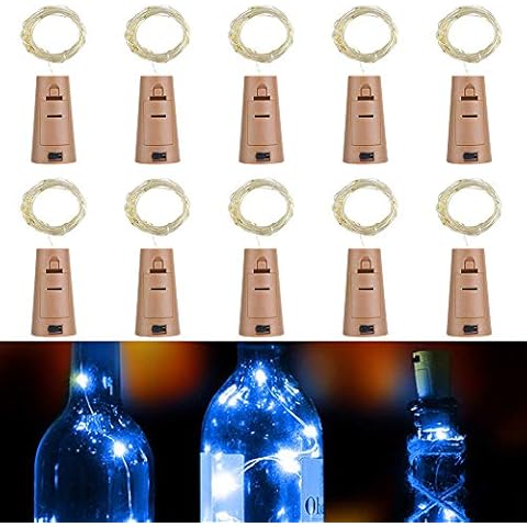 Wine Bottle Lights with Cork,RcStarry 3.3Ft/1M 10 LEDs Cork Lights for Bottle 10 Pack,Silver Wire Bottle Lights for DIY, Party, Decor, Christmas, Halloween,Wedding(Blue) Cover