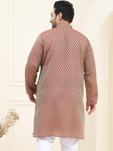 Image of SOJANYA Plus (Since 1958) Men's Cotton Linen Foil Printed Only Long Kurta