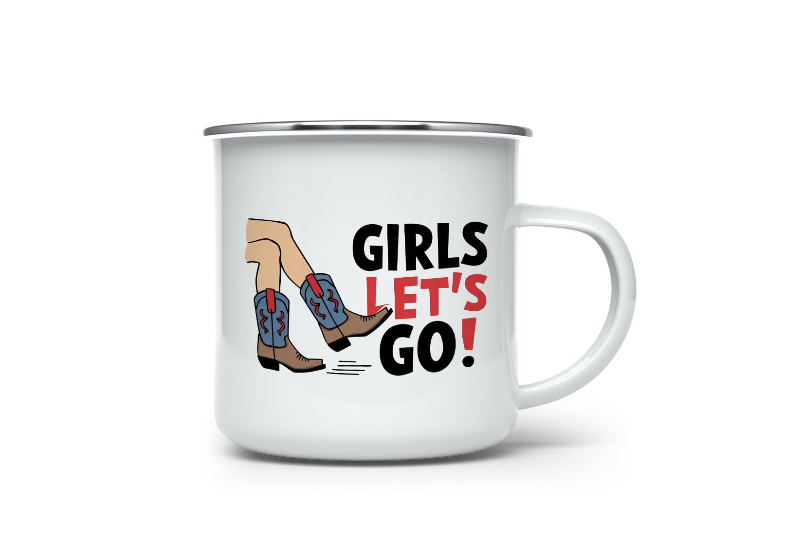 MAXIKIWI - Durable Enamel Coffee or Tea Camping Mug for Indoor Outdoor Use - Western Cowboy - 350ml โ image 1