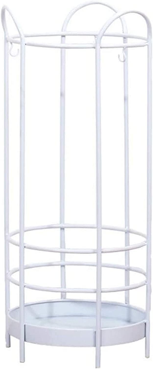 Porte-parapluie support décoration en métal blanc avec plateau de récupération
