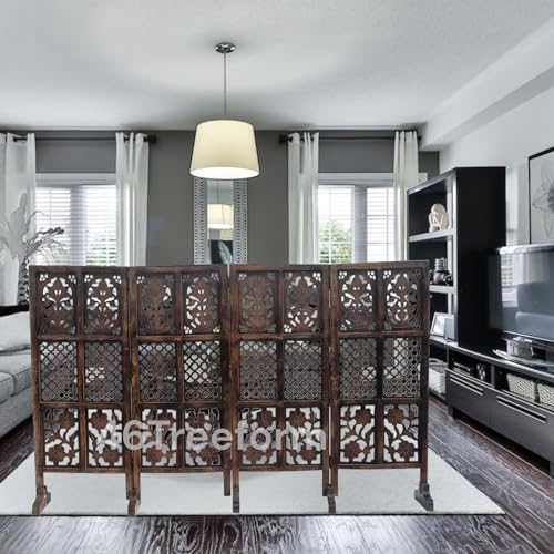 Image of Wooden Room Partition /Screen /Room Divider /Room Separator for Livng Room Bedroom Home Office Restarurant Hallway 20Inches Wide (4 Panel 4 Feet with Stands)