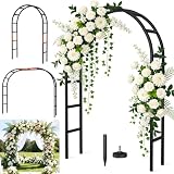 Fecita Thickened Rustproof Garden Arch Metal Trellis for Climbing Plants Outdoor, Wedding Arch Garden Arbor Frame Archway 4.9 x8.1 or 7.9 x6.7Ft Flower Arches for Bridal Party Decoration (Black)