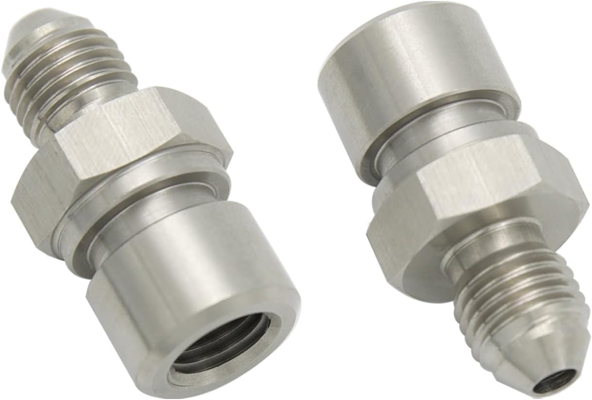 3AN Male to M10x1.0 Metric Inverted Flare Female Adapter Fitting for 3/16" Brake Line, Stainless Steel, 2 PCS