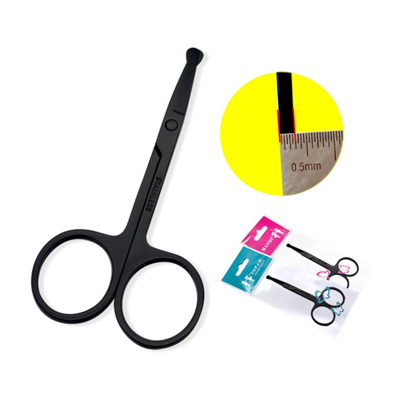 HONMEET Nose Hair Trimmer Stainless Steel Round Tip Safety Scissors Men's Nose Hair Clippers