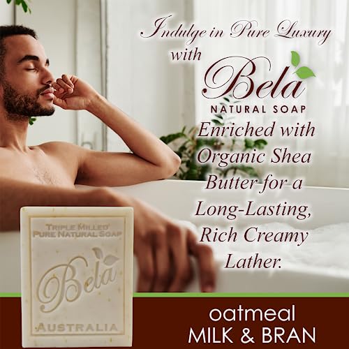 Bela Bath & Beauty, Oatmeal, Milk & Bran, Moisturizing Soap Bars, No Harsh Ingredients, 3.3 Oz. Each - 6 Pack #TOP2
