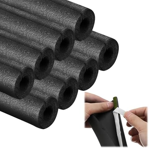 8 Pack Pipe Insulation Foam Tube, 3/4'' Self Adhesive Pre Slit Foam Pipe Covers Polyethylene with Double Sided Tape for Spigot, Winter Outside Pipes, Water Heater Pipes Freeze Protection Cover