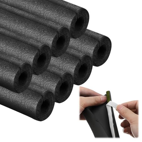 8 Pack Pipe Insulation Foam Tube 3/4 Self Adhesive Pre Slit Foam Pipe Covers Polyethylene with Double Sided Tape for Spigot Winter Outside Pipes Water Heater Pipes Freeze Protection
