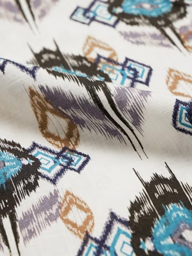 Image of The Souled Store Ikat Twist Women and Girls Long Sleeves Collared Neck Button Front Multicolor All Over Printed Cotton Boyfriend Shirts