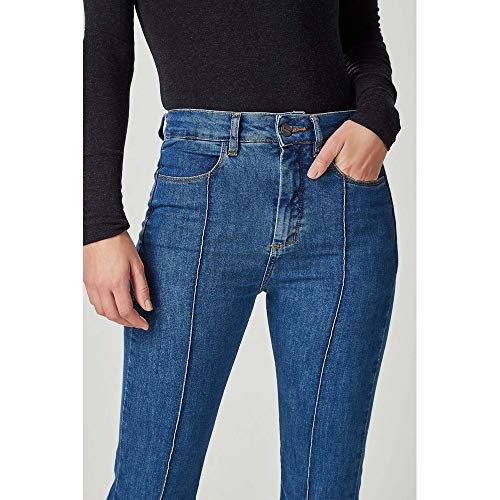 Calça Jeans Palazzo Nervuras Azul Denim - 40