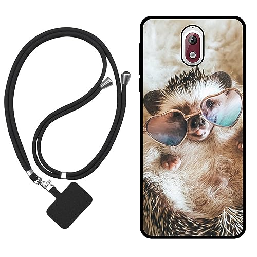 Sunrive Funda Compatible con Nokia 3.1,Slim Fit Gel Mate Carcasa Case Bumper de Impactos y Anti-Arañazos Espalda Cover (Erizo)+1 X Correa Universal
