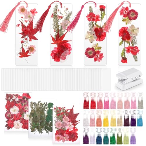 Kit marque-page fleur séchée et pochette plastification 5,1x15,2cm