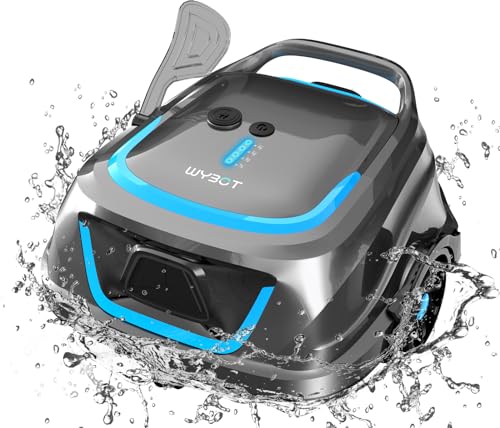 WYBOT Poolroboter Akku mit 4 Wählbare Reinigungszyklen, Zweischicht-Filtersystem 120 Mins Reinigung, 2,5-Stunden-Schnellladung LED-Anzeigen Poolsauger Akku Perfekt für Flachem Boden Pool