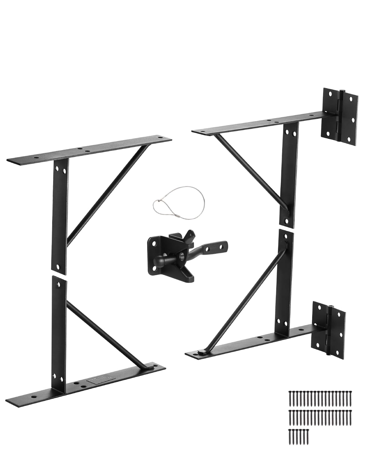 VEVOR Gate Corner Brace Bracket, Anti Sag Gate Frame Hardware Kit, Gate Frame Brace Bracket with Latch Lock, Latch Lock Rope, for Shed Doors, Corral Gates, Driveway Gates, Stable Gates, Iron, Black