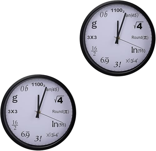 Amosfun 2 unids Función Decorado Reloj Ecuaciones Matemáticas Reloj Cocina Redonda Digital Relojes Digital Pared