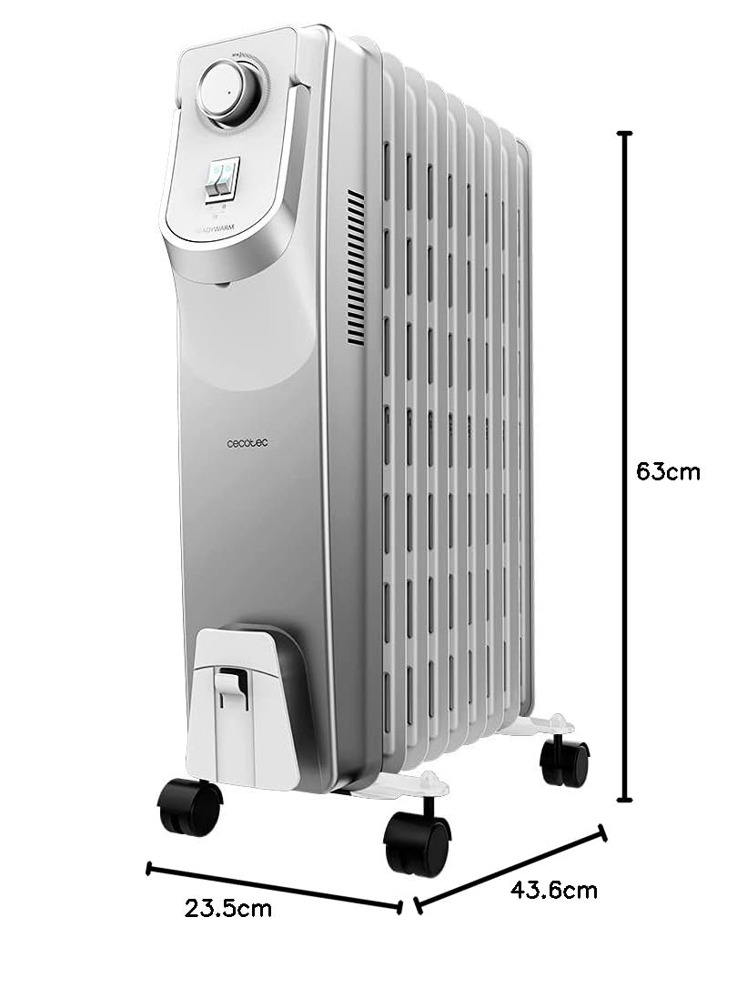 Cecotec Radiatore olio elettrico ReadyWarm 9000 Space 360, 9 moduli, consumo energetico, 2000 W, 3 livelli, avvolgicavo, tecnologia 360, sistema di sicurezza, 22 m2 (05888)
