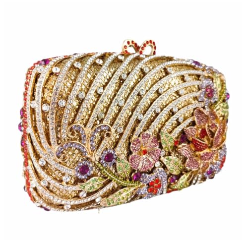 Image of Luxury Crystal Clutch Purse for Women Rhinestone Handbag Formal Party Evening Bag Sparkly Bridal Flower Purse