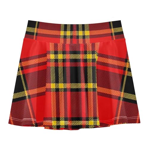 Tartan Plaid Red Athletic Shorts Girls Skorts Toddlers Tennis Skirts Navy School Skirt 3t2