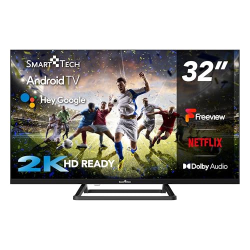Smart Tech TV LED 32 (80 cm) Smart Android 32HA20V3UK, 3 HDMI, 2USB, Résolution HD: 1366 * 768, Youtube, Netflix, Prime