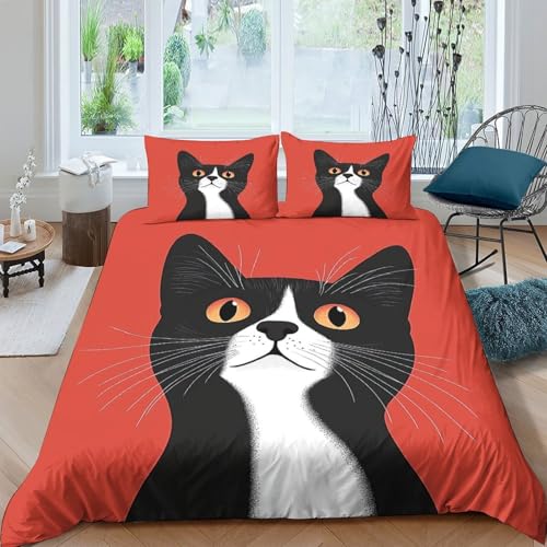 Housse de couette chat noir imprimé 3D en microfibre lavable - 4