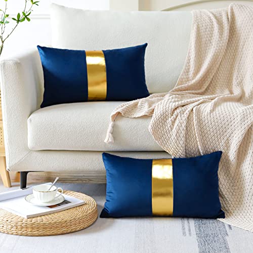 Housses de coussin rectangulaires 40x60 en velours bleu nuit