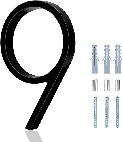 Vista 116 de Metal Numbers for House Outside, 5 Inch Modern House Numbers, DIY Floating Address Numbers with Screws, Rust Free Zinc Alloy, Silver Number 5