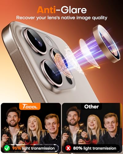 Image of TOCOL for iPhone 16 Pro Max Camera Lens Protector /iPhone 16 Pro Camera Lens Protector Tempered Glass HD Individual Scratch Resistant Cover Accessories Case Friendly 2 Pack(Rose Gold)