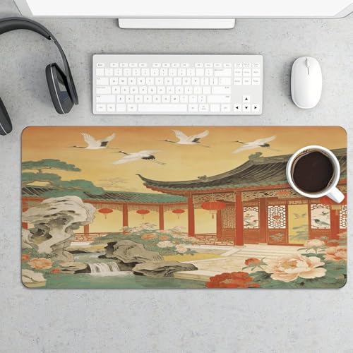 Cranes Dance in The Garden Desk Pad grande impermeable miniatura 5