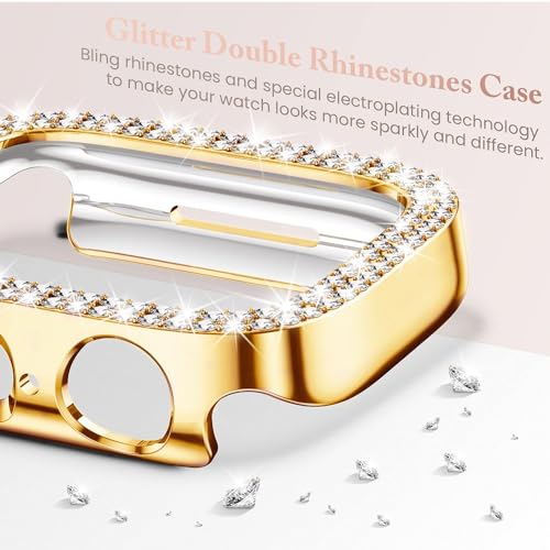 XFEN [2 Pack Shiny Bling Diamonds Case without Screen Protector for Apple Watch Series 4 5 6 SE 40mm - Gold and Silver
