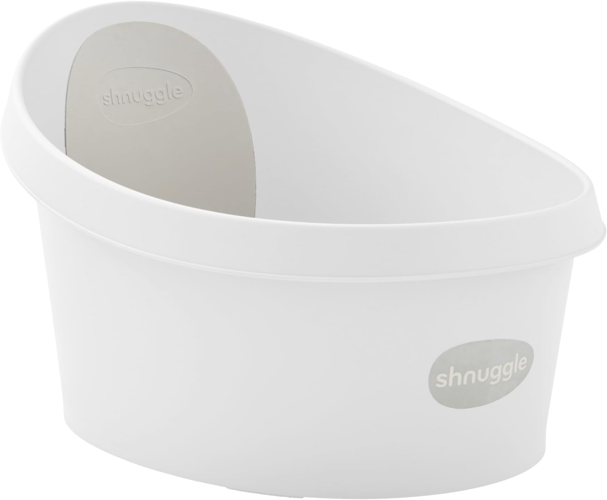 Shnuggle Toddler Bath Tub | Larger Bath for Bigger Kids at Bathtime | Includes Warm and Soft Foam backrest | Grippy Anti-Slip Surface | Includes Easy Drain Bath Plug | White with Light Grey Backrest