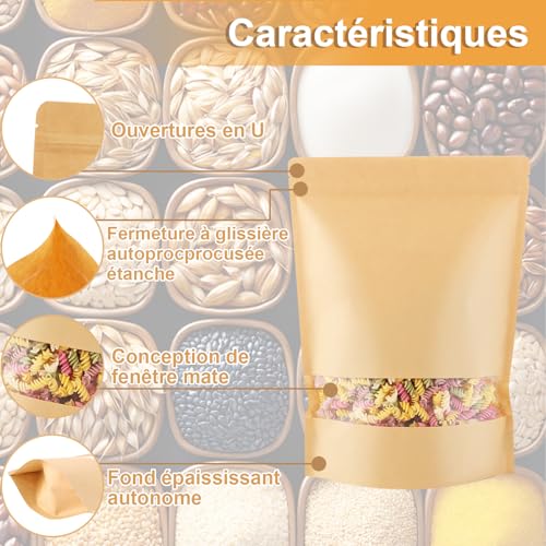 Sachet kraft zip réutilisables et imperméables pour conserver vos noix - 4