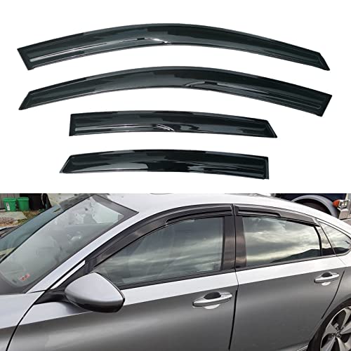 Side Window Visor Vent Deflectors Rain Guards For 2018-2022 Honda Accord, Sun Shade Front Rear Smoke 4Pcs #TOP1