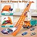 BainGesk Carrier Truck Toys for 2 3 4 5 6 Years Old Boys, 2.8 Ft Race Track Transport Cars with 6 Die-Cast Metal Toy Cars, Birthday Gifts Kids Age 3-5, Racing Toys Gifts for Toddlers