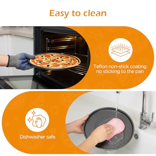 Romon teglia per pizza Rotonda da 4, 26 cm, Acciaio al Carbonio con Rivestimento Teflon, Antiaderente, Sano e Duraturo in acciaio per pasticceria e pizza - immagine 5