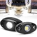White LED Rock Lights, POVTOR 2 Pods Underglow LED Rock Light Kit Waterproof IP68 Under Body Wheel Well Lights Compatible with Truck Pickups Cars ATV UTV SUV Motorcycle Boat