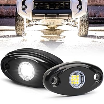 White LED Rock Lights, POVTOR 2 Pods Underglow LED Rock Light Kit Waterproof IP68 Under Body Wheel Well Lights Compatible with Truck Pickups Cars ATV UTV SUV Motorcycle Boat