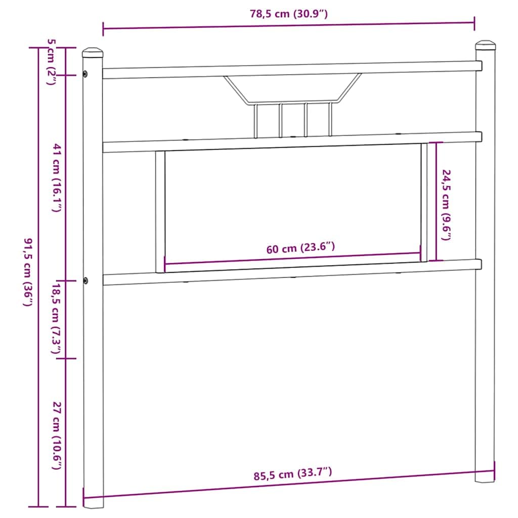 vidaXL Testiera di Ricambio Rovere Sonoma 80 cm in Legno Multistrato e Acciaio, Testata, Testata Singola, Testata per Letto Singolo, testiera Singola