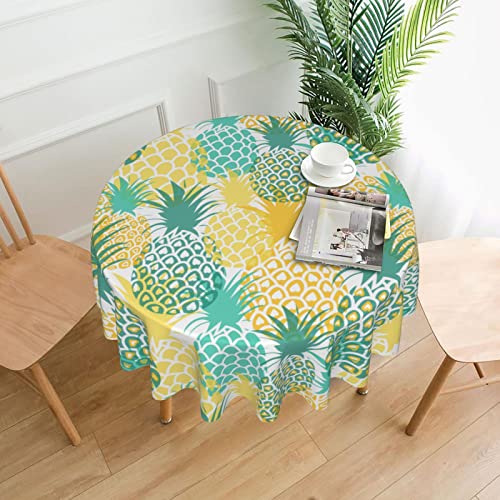 Pineapple Round Tablecloth 60" Diameter For Indoor And Outdoor, Waterproof Table Cloth Cover Decorative For Party Holiday Dinning Tabletop Home Decor #TOP1