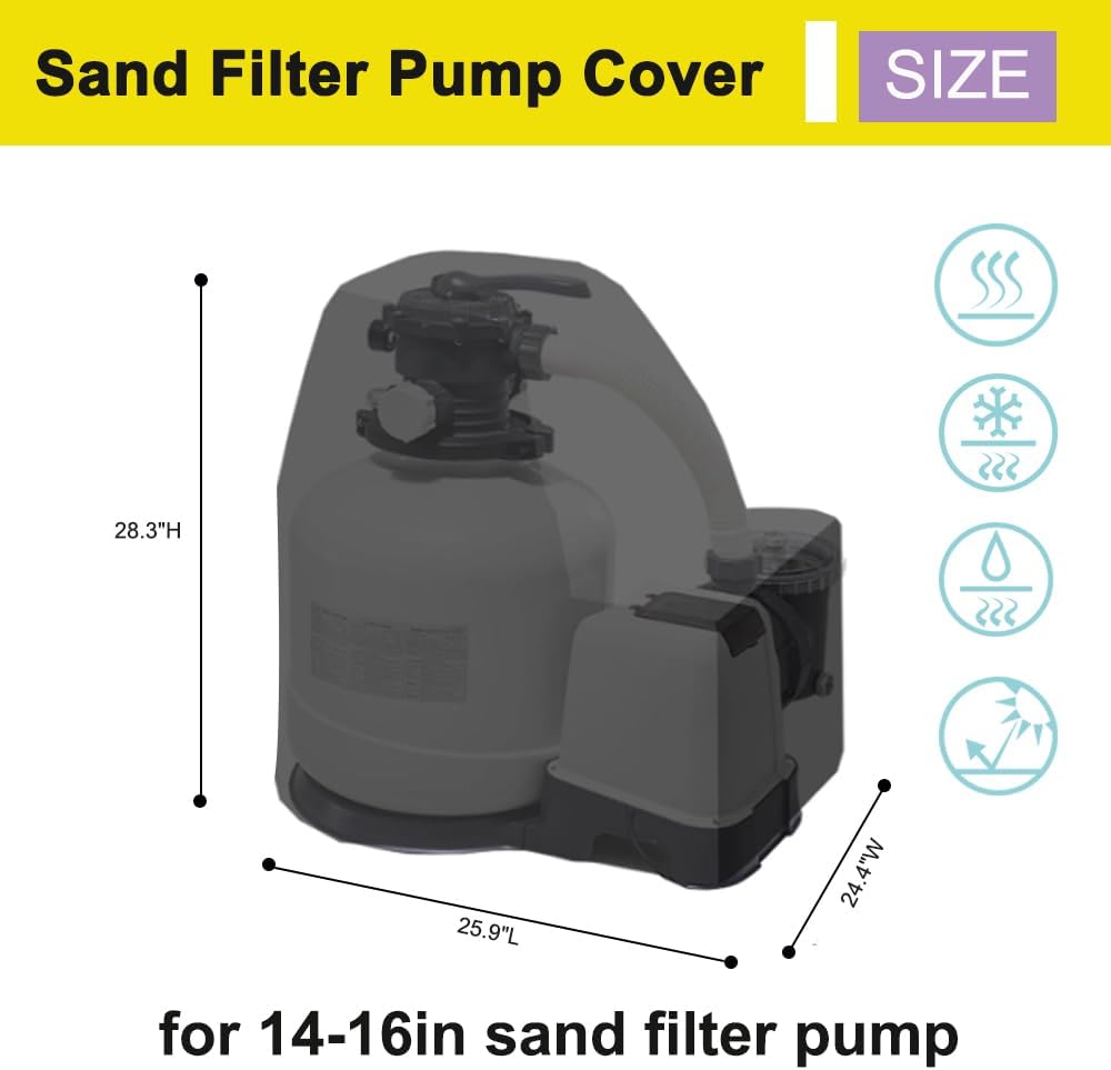 Sand Filter Pump Cover,Waterproof Pool Filter Cover for Outside Units,Pool Pump Cover Above Ground,Fits 14-16in