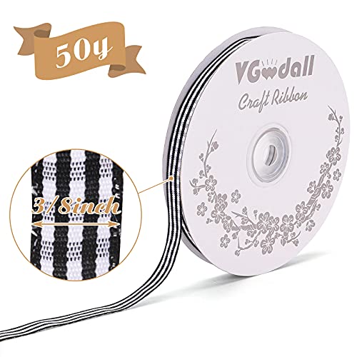 VGOODALL Black Gingham Ribbon, 3/8