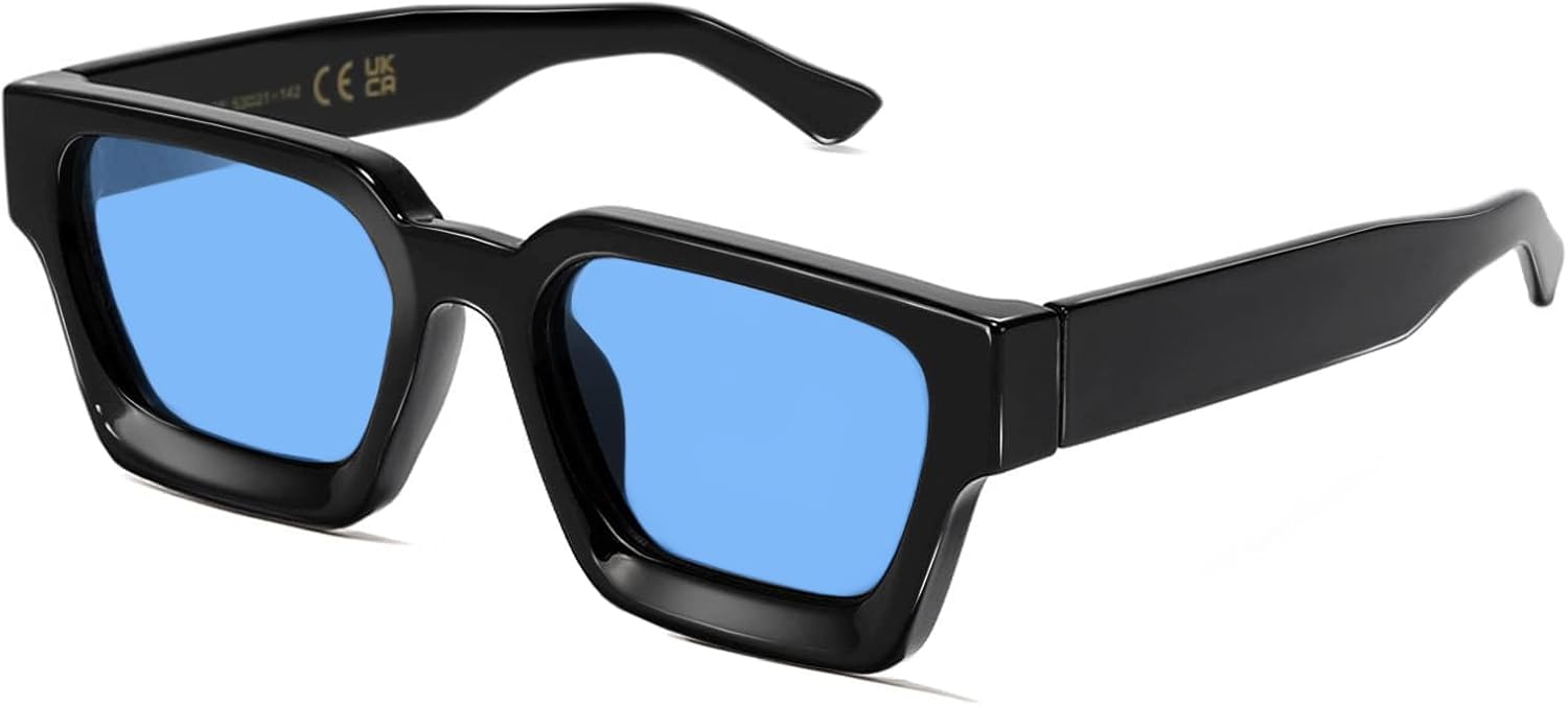 Lunettes De Soleil Homme Sans Monture Crazy Bean Lunettes De Soleil Vintage Lot De 2 - Style Rétro Années 90 - Protection UV400 - Forme Rectangulaire UV400 Protection