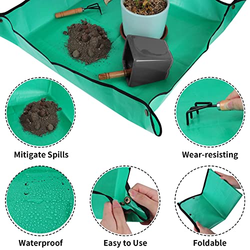 Azureblue Plant Repotting Mat For Indoor Plants Potting Soil, Foldable Waterproof Plant Repotting/Potting Tray, Portable Potting Mat Gardening Tray For House Plants Succulents (26.8" X 26.8") #TOP6