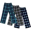 Mad Dog Concepts Pantalones de pijama para niños, pantalones de pijama de microforro polar suave para niños, estampado a cuadros, ropa de dormir para niños, talla 6 a 20, paquete de 3