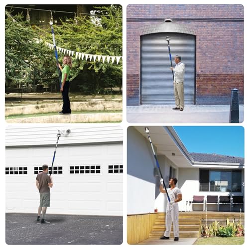 SKGPOLE 18FT Reach Light Bulb Changer for High Ceilings with Telescopic Extension Pole, 3-12 Foot Light Bulb Extension Pole Changer with Baskets and Suction Cup for High Ceilings and Recessed Lights
