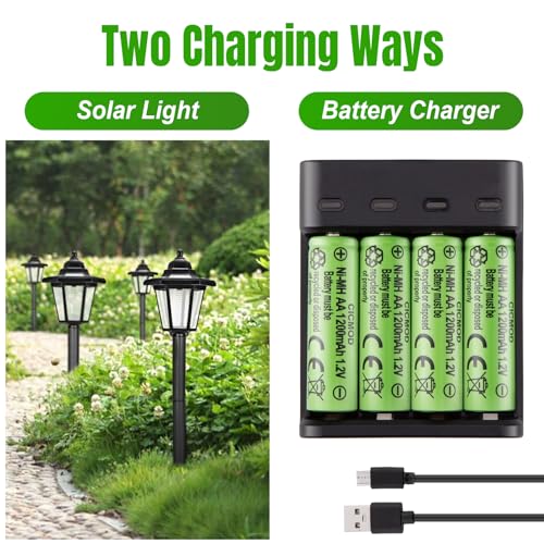 CICMOD Rechargeable AA Batteries 1.2V Ni-MH 1200mAh Double A Battery for Outdoor Garden Solar Lights 8 Pack