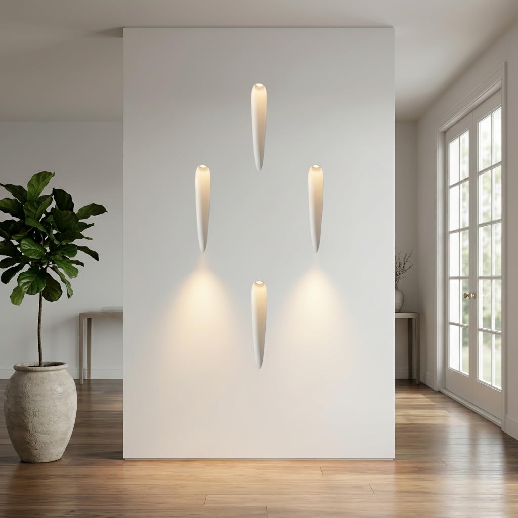 BARCELONA LED Applique Murale Encastrable Plâtre 100x320mm Blanc Trimless 1W 2700K Blanc Chaud, Spot LED Mural en Plâtre et, Design Classique Moderne et Luxe pour Cloison Placoplâtre