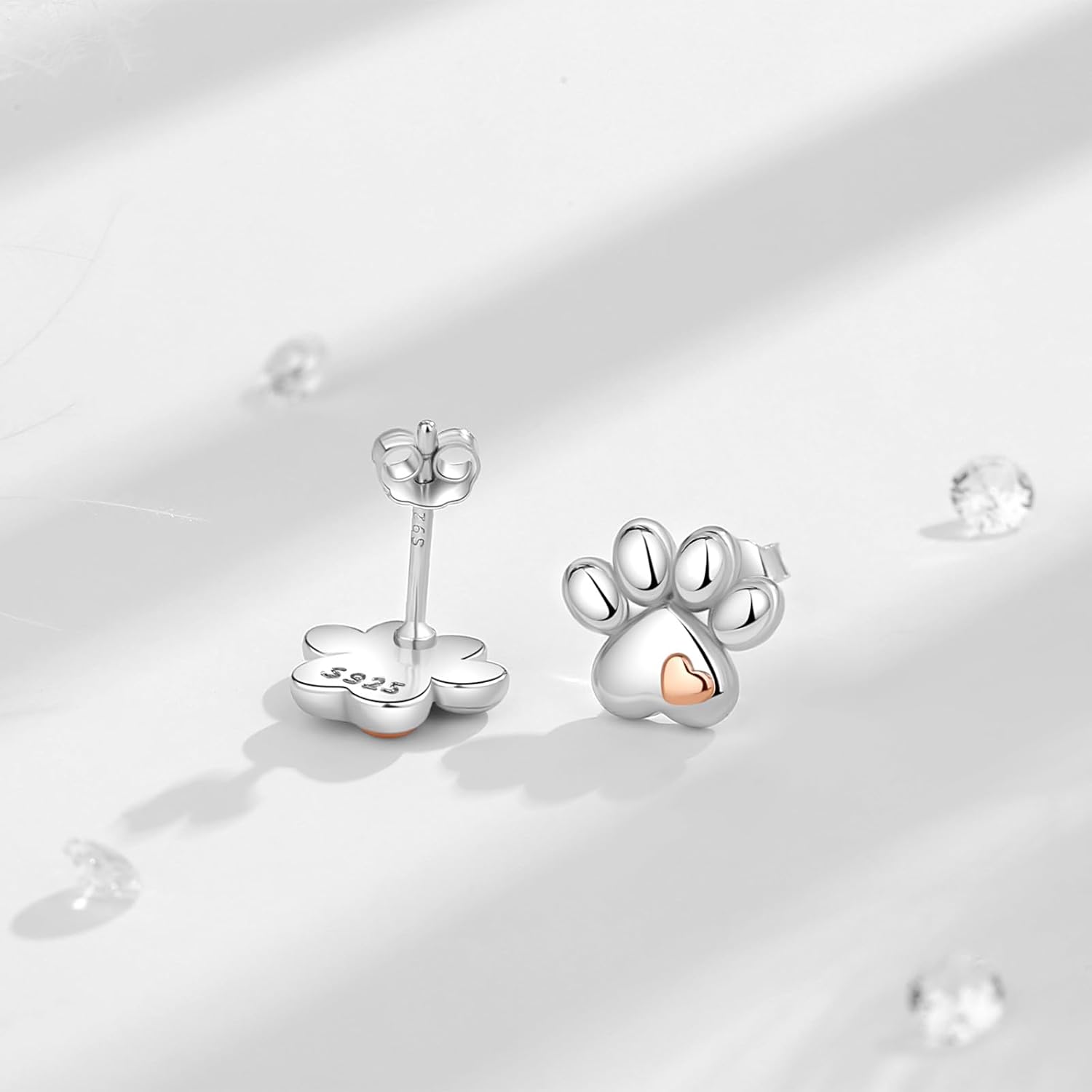 INFUSEU 925 Sterling Silver Earrings Cat Dog Paw Print Gifts for Women Girls Animal Lovers - Image 3