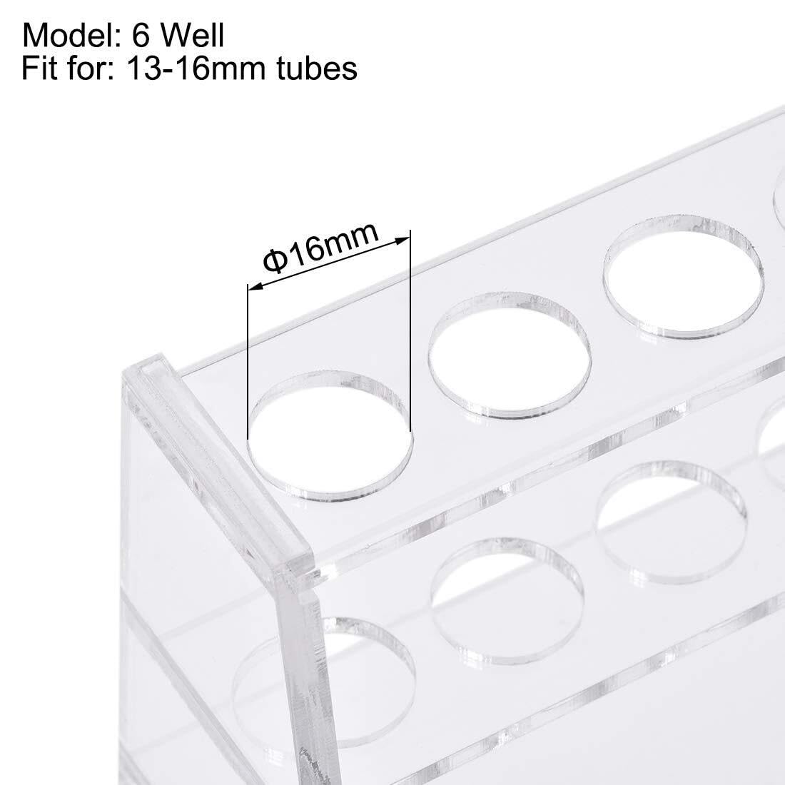 stojak na probówki do laboratorium, Stojak na probówki akrylowe w klasie, 6 dołków wirówkowe o pojemności 10 ml, przezroczysty, 5,35 x 2 3,15 cala