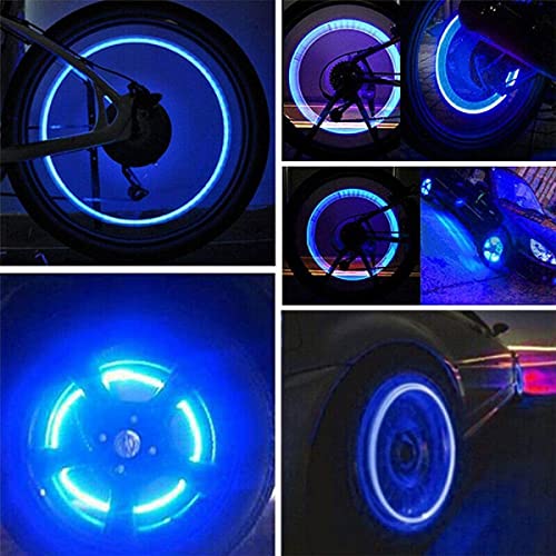 Image of 10 PCS LED Wheel Lights Flash Light Tire Valve Cap Lamp for Car Trucks Motorcycle Bike (Blue+Multicolor)